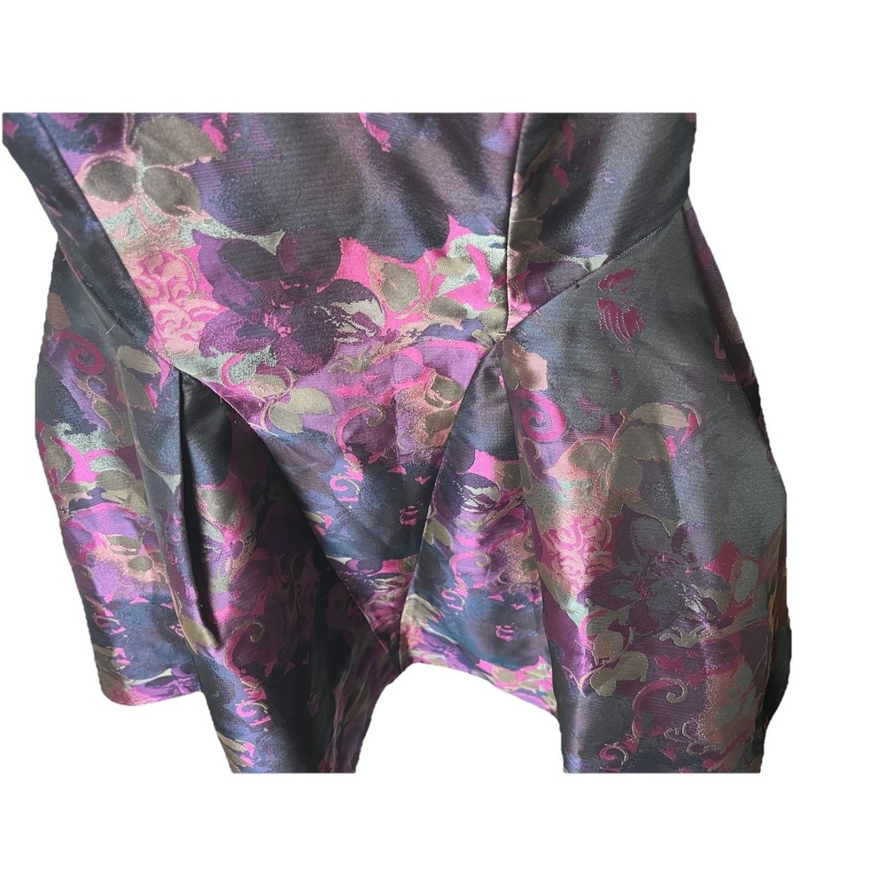 Betsey Johnson Collection Purple Metallic Floral Brocade Strapless Mini Dress 0 - Picture 6 of 9